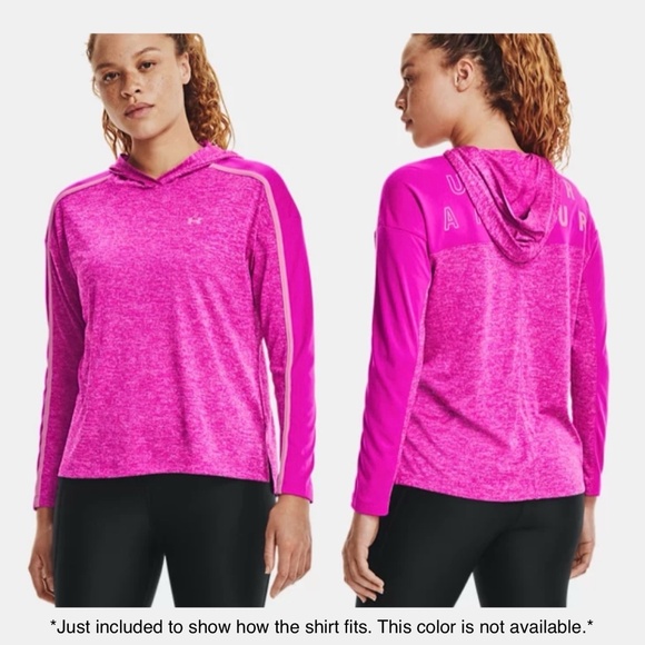 New Under Armour Graphic Print Loose Fit Hooded Top Tech Twist Purple Sz Medium - Picture 14 of 16